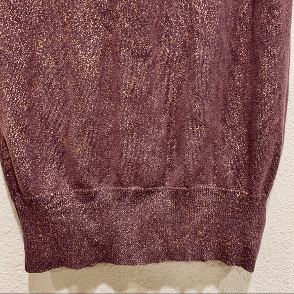 LOFT V-Neck gold glitter sparkles Sweater (small) - Picture 5 of 8